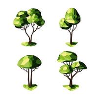 Set of low poly trees. Geometric 3D trees. Entourage elements for the landscape design. Vector. vector