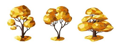 Set of low poly trees. Geometric 3D trees. Entourage elements for the landscape design. Vector. vector