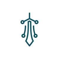Sword tech line simplicity creative logo vector