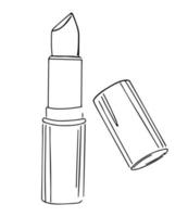 Hand drawn lipstick in line art style. Vector illustration.