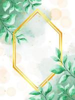 Green Leaf Watercolor Frame Background photo