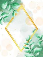 Green Leaf Watercolor Frame Background photo
