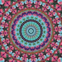 A kaleidoscope of flowers and leaves Pattern Background vector