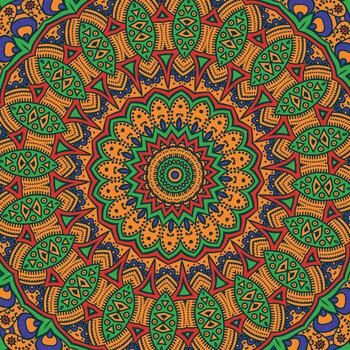 A colorful background with a pattern of mandalas vector