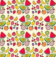 Exotic fruit seamless pattern. Vector style, repeat background for colorful fruits. photo