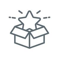 Present, loyalty, reward, gift box with star concept illustration line icon design editable vector eps10