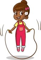 happy cute kid boy play jump rope vector