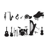 set of musical instruments isolated on white background vector