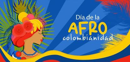 afrocolombiano día en Colombia en español. horizontal bandera en brillante colores viaje concepto a Colombia. vector