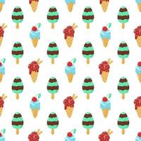 Different ice cream seamless pattern vector