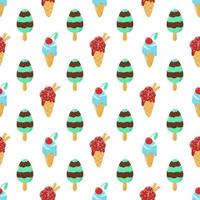 Different ice cream seamless pattern vector