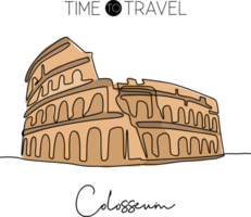 eine durchgehende Strichzeichnung Kolosseum Amphitheater Wahrzeichen. historischer ikonischer ort in rom. urlaub ferienhaus wanddekor poster druckkonzept. moderne einzeilige zeichnen-design-vektorillustration png