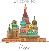 uma única linha de desenho st. marco de manjericões. lugar icônico mundial em moscou, rússia. turismo viagens cartão postal casa arte decoração cartaz conceito. ilustração em vetor design de desenho de linha contínua moderna png