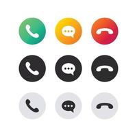 Phone call icons accept and decline. Incoming call icons vector