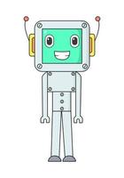 vector illustration of a kawaii robot design, suitable for use for a childern coloring book