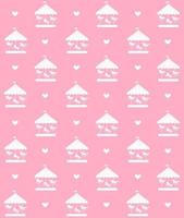 Vector seamless pattern of white carousel on pink