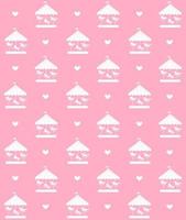 Vector seamless pattern of white carousel on pink