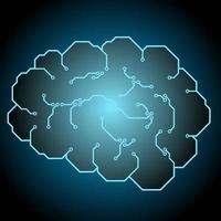 Brain artificial intelligence vector illustration. Glowing blue brain shape of circuit. System artificial brain for graphic resource of technology, futuristic, computer, cyber and science