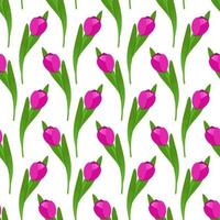 Seamless pattern with pink tulips vector illustration