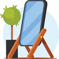 Vector Image Of A Mirror On Wooden Stand