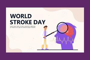 World Stroke Day banner in flat style. Social media stroke brain vector