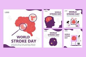 A collection of Instagram posts from World Stroke Day. Social media stroke brain vector