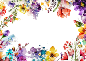 colorida flores quadro, Armação para cartão Projeto png