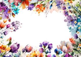 Colorful flowers frame for card design png