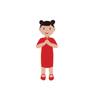 Cute character wearing traditional chinese cheongsam png