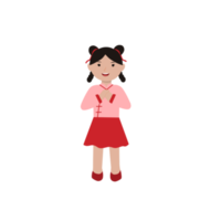 Cute character wearing traditional chinese cheongsam png