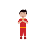 Cute character wearing traditional chinese cheongsam png