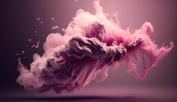 , Flowing light pink, viva magenta smoke with splashes. Soft fluid banner, spring female mood, 3D effect, modern macro realistic abstract background illustration, ink in water effect. photo