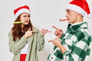 Man and woman emotions friendship holiday fun romance winter photo