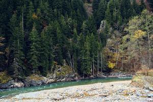 mountains river landscape autumn travel beauty Fresh air photo