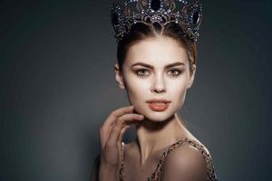 woman with crown on her head decoration Glamor luxury princess photo