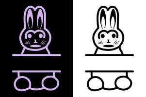 Easter bunny vector Illustration isolateuette.d on white background. Easter rabbit egg split monogram and Silho