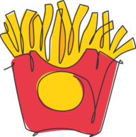 un dibujo de línea continua del delicioso emblema del logotipo del restaurante de papas fritas americanas frescas. concepto de plantilla de logotipo de tienda de cafetería de comida rápida. ilustración gráfica de vector de diseño de dibujo de una sola línea moderna png