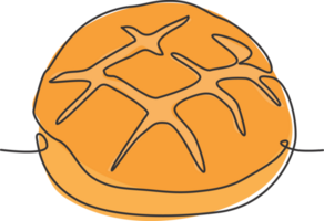 dibujo de una sola línea continua estilizado en línea etiqueta del logotipo de la tienda de pan redondo dulce. concepto de tienda de panadería emblema. ilustración gráfica vectorial de diseño de dibujo de una línea moderna para café o servicio de entrega de alimentos png