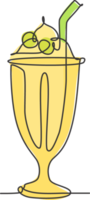 etichetta del logo del negozio di bevande di milkshake con topping stilizzato a linea continua singola. concetto di negozio di bevande emblema. illustrazione grafica vettoriale moderna di disegno di una linea per il servizio di consegna di cibo o caffetteria png