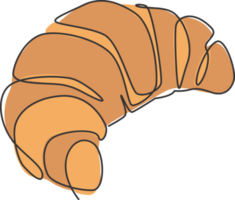 un dessin en ligne continu de l'emblème du logo du restaurant de la boutique de croissants français en ligne frais et délicieux. concept de modèle de logo de café de pâtisserie. illustration vectorielle de dessin à une seule ligne moderne png