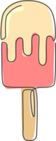 un dibujo de una sola línea de la ilustración de vector gráfico del logotipo de la tienda de paletas dulces frescas. menú de cafetería con palitos de helado y concepto de placa de restaurante. diseño de dibujo de línea continua moderna logotipo de comida callejera png