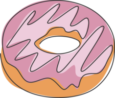 un dibujo de una sola línea de la ilustración gráfica vectorial del logotipo de la tienda de donuts dulces frescos. menú de café de comida rápida donut y concepto de insignia de restaurante. diseño de dibujo de línea continua moderna logotipo de comida callejera png