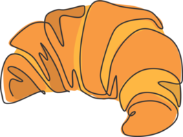 un dibujo de una sola línea de la ilustración vectorial del logotipo de la tienda de croissant dulce en línea fresca. menú de café de comida de desayuno y concepto de placa de restaurante. diseño de dibujo de línea continua moderna logotipo de comida callejera png