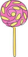 eine einzige Strichzeichnung einer frischen, süßen Online-Swirly-Lollipop-Shop-Logo-Vektorillustration. sortiertes süßwarenladen- und abzeichenkonzept. modernes Snack-Logo mit durchgehender Linie png