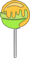 um desenho de linha contínua do emblema do logotipo da loja de doces de pirulito redondo doce e delicioso. conceito de modelo de logotipo de loja de confeitaria. ilustração gráfica de vetor de desenho de linha única moderna png