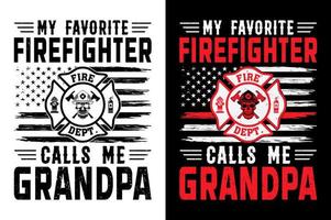 mi favorito bombero llamadas yo abuelo bombero camiseta diseño Pro vector