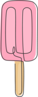 un dibujo de una sola línea de la ilustración gráfica vectorial del logotipo de la tienda de paletas dulces frescas. menú de cafetería con palitos de helado y concepto de placa de restaurante. diseño de dibujo de línea continua moderna logotipo de comida callejera png
