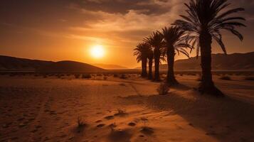 puesta de sol en el Desierto ai generado foto