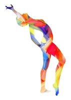 female in dance pose with abstract hand painted texture vector