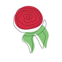 Continuous line drawing of a rose with colored shapes vector